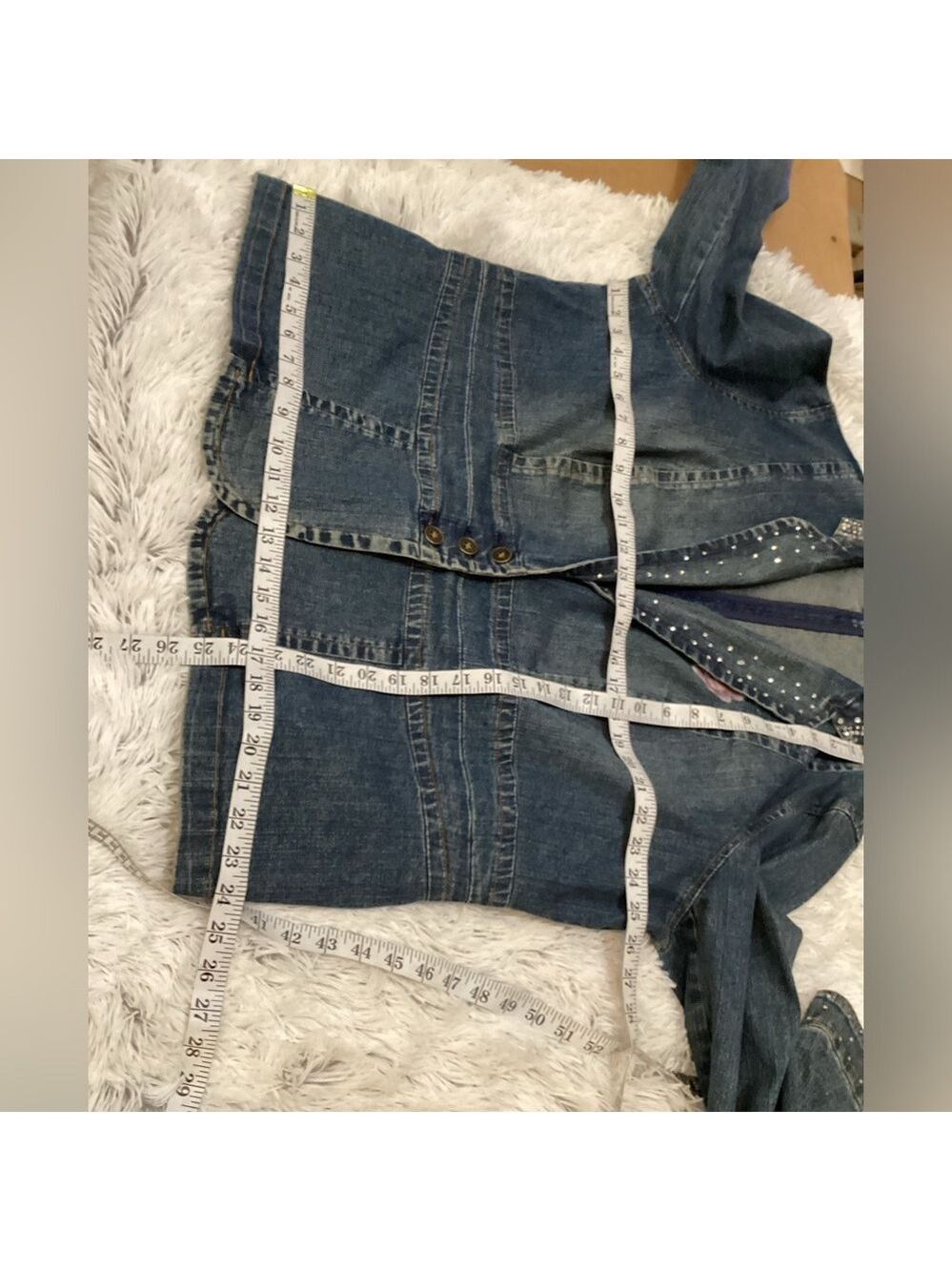 a.n.a 3 button painted floral glitter embellished Jean jacket Woman’s size 2X - Picture 11 of 15